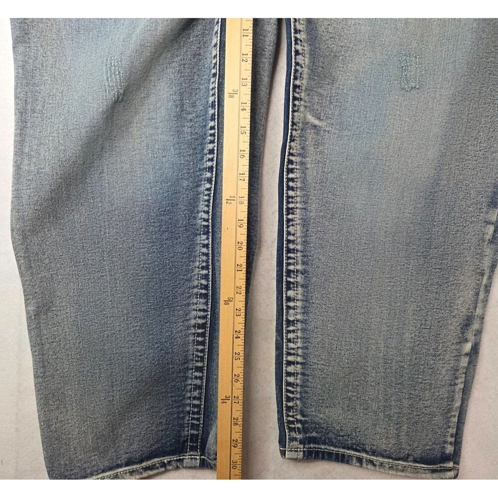 GS115 Bleeker Slim Fit Jeans Men's Size 46 Light Wash Distressed Denim